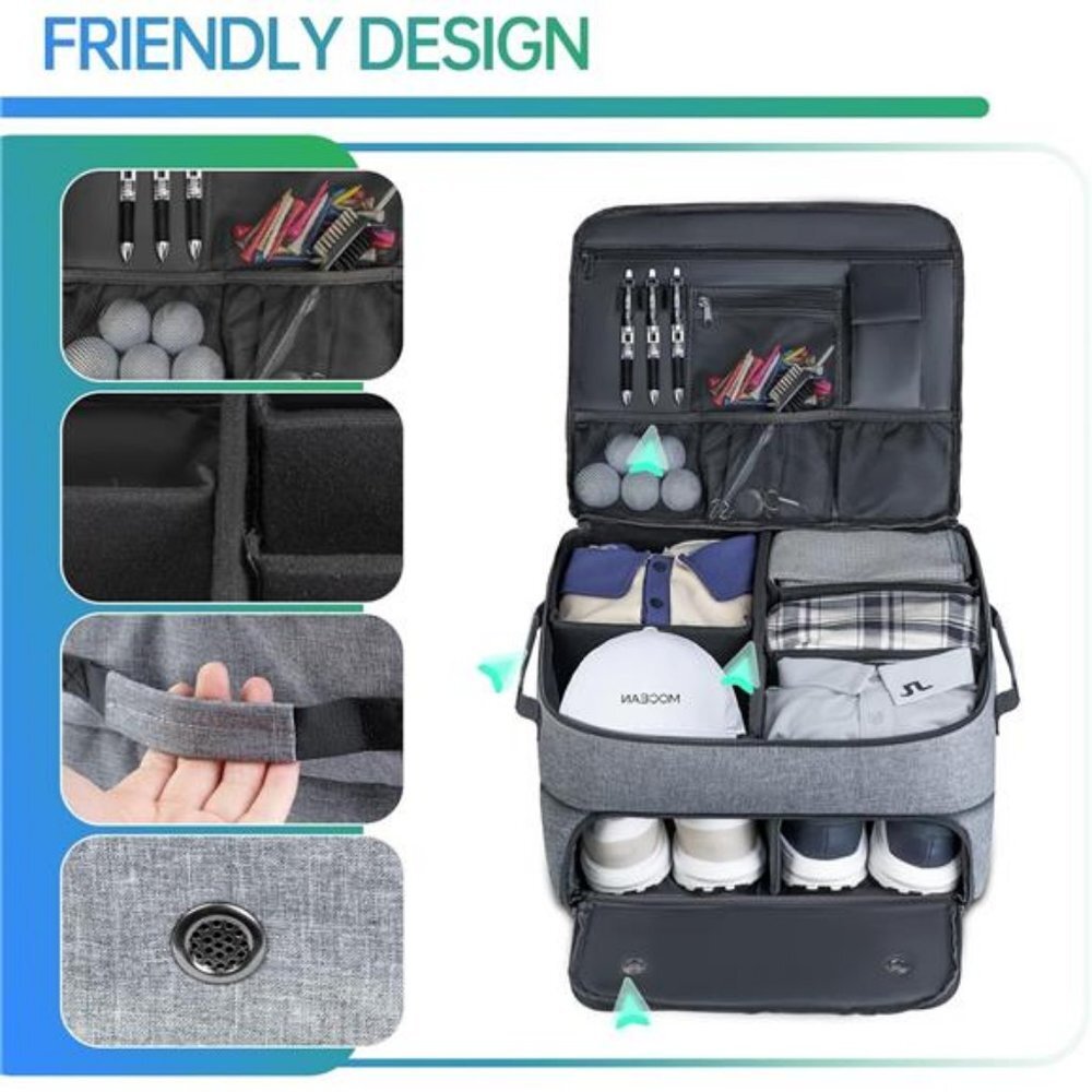 Golf Trunk Organizer 2 Layer, Car Golf Organizer with Ventilated Compartment NEW - Picture 3 of 8